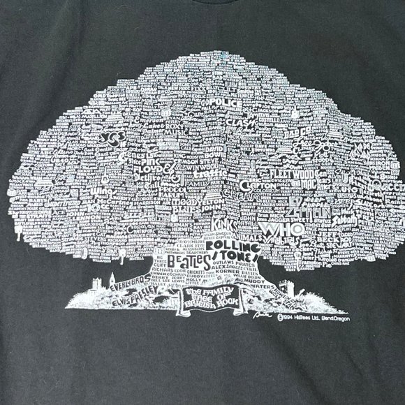 Fruit Of The Loom Shirt Mens Large Black The Family Tree Of British Rock Graphic - Picture 2 of 13